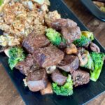 hibachi steak with fried rice and vegetables
