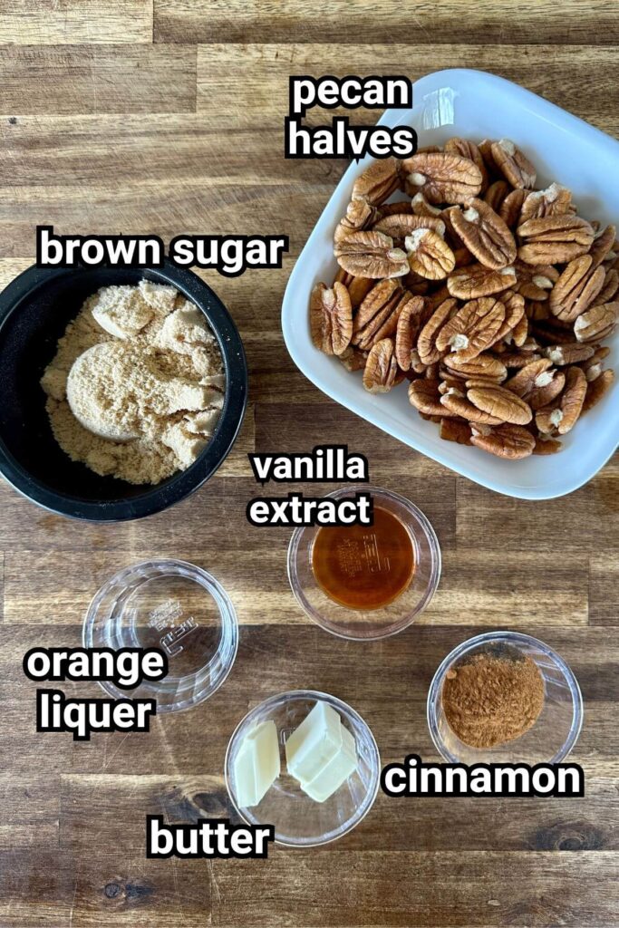 ingredients for glazed pecans