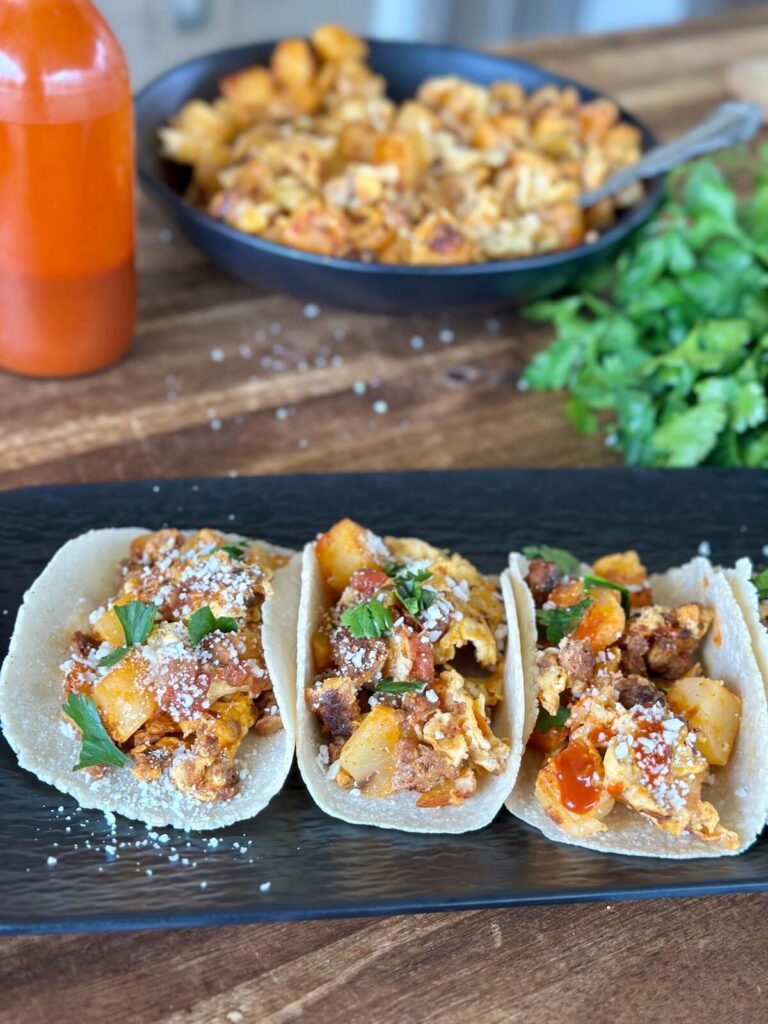 breakfast tacos with chorizo sausage