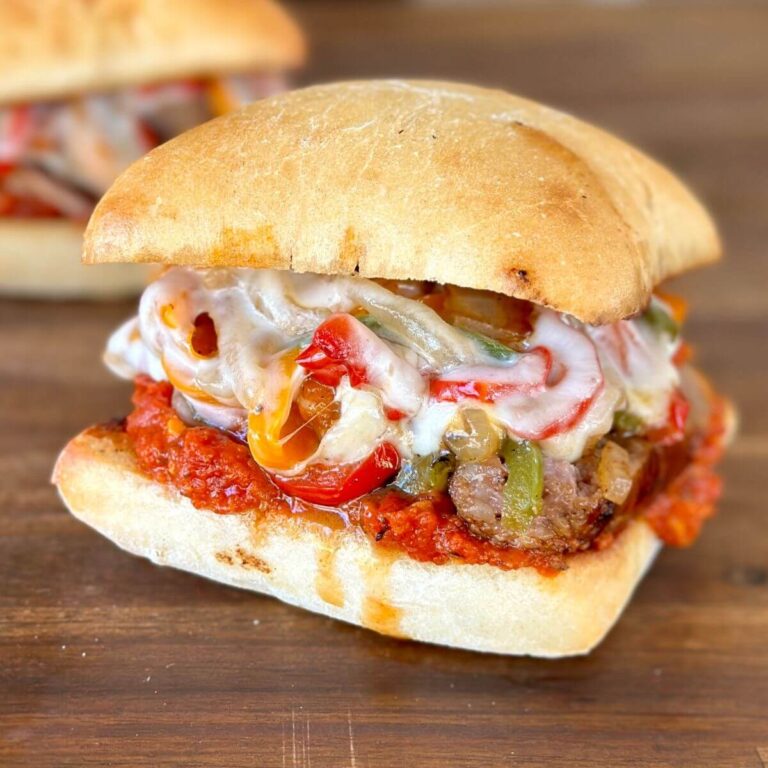 Italian sausage and peppers sandwich