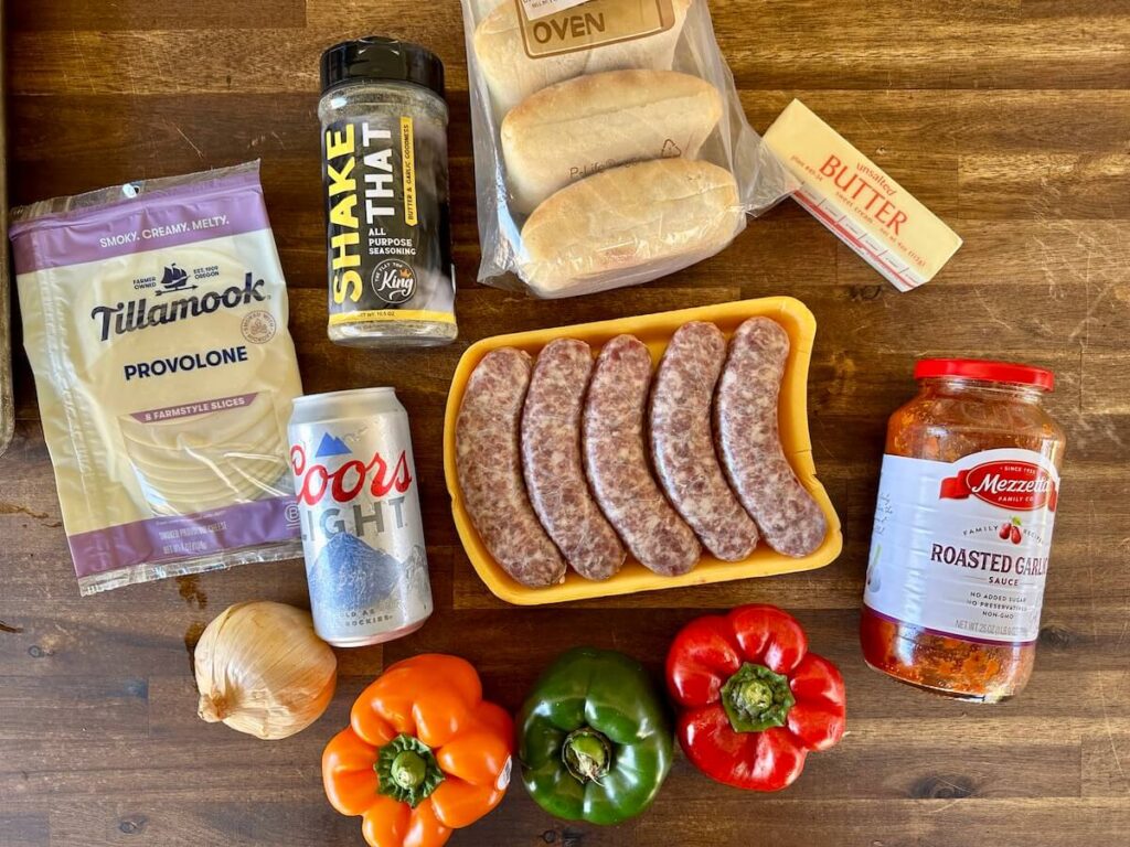 ingredients for Italian sausage marinara sandwiches