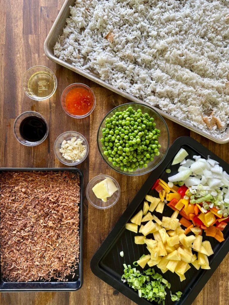 ingredients for coconut fried rice