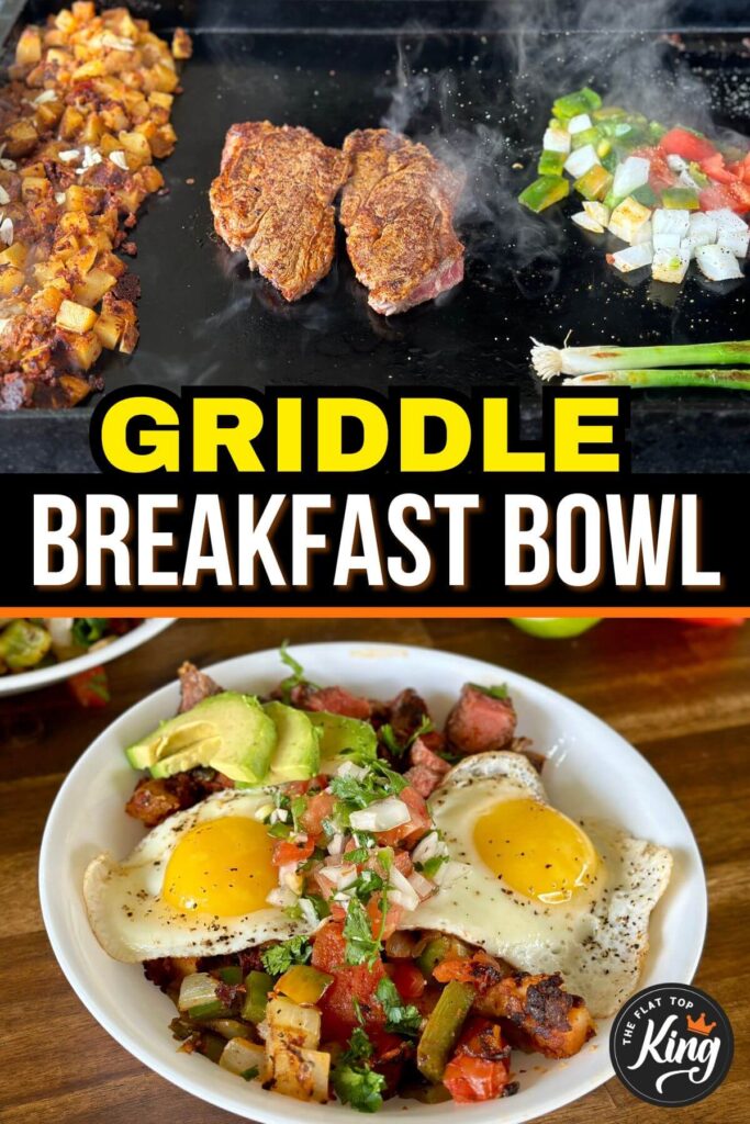 making a Mexican breakfast burrito bowl on the griddle