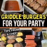 collage showing how to cook a lot of burgers on the griddle