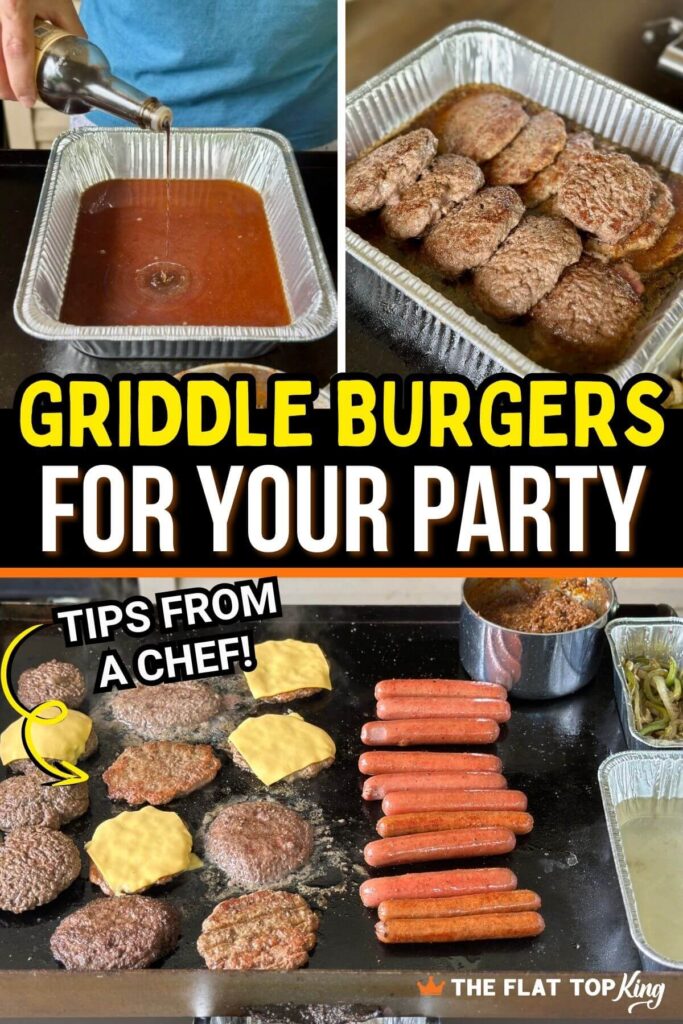 collage showing how to cook a lot of burgers on the griddle