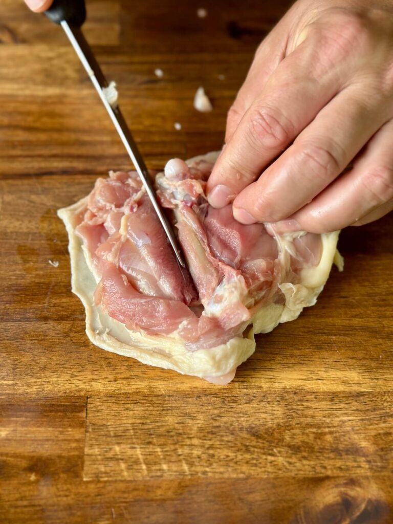 deboning a chicken thigh