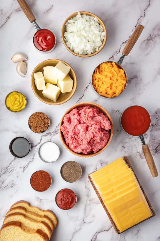 ingredients for sloppy joe grilled cheese