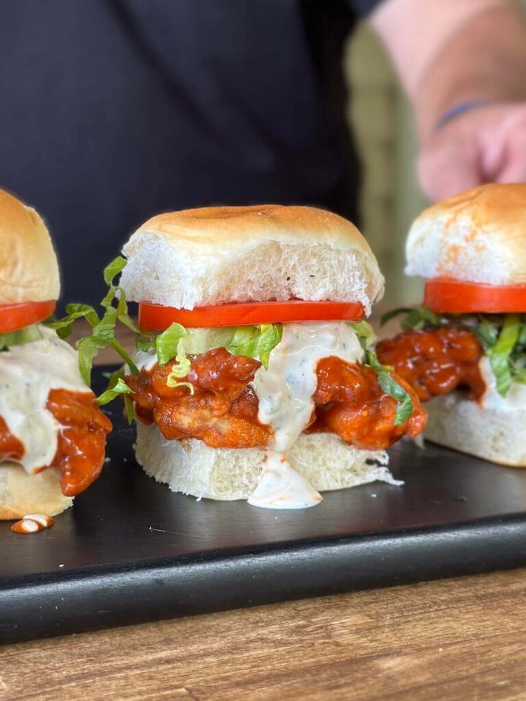 buffalo chicken sliders with fried chicken