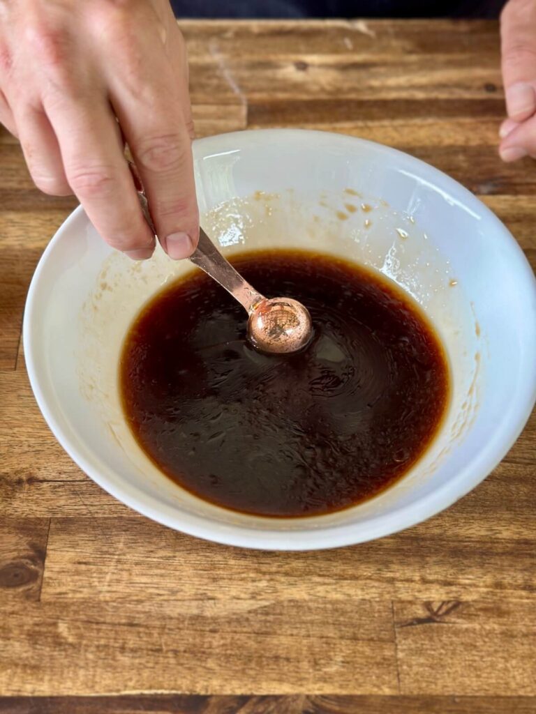 mixing chow mein sauce