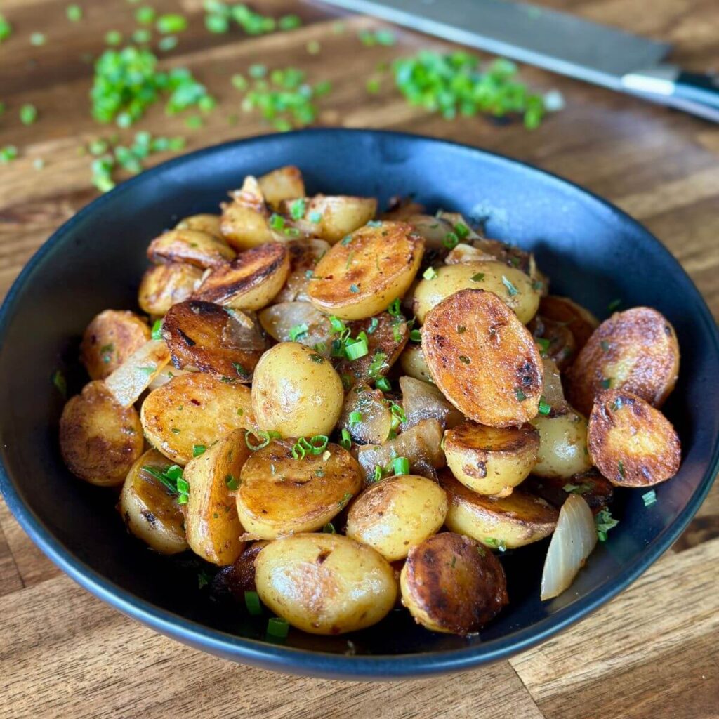 cowboy butter potatoes on Blackstone griddle