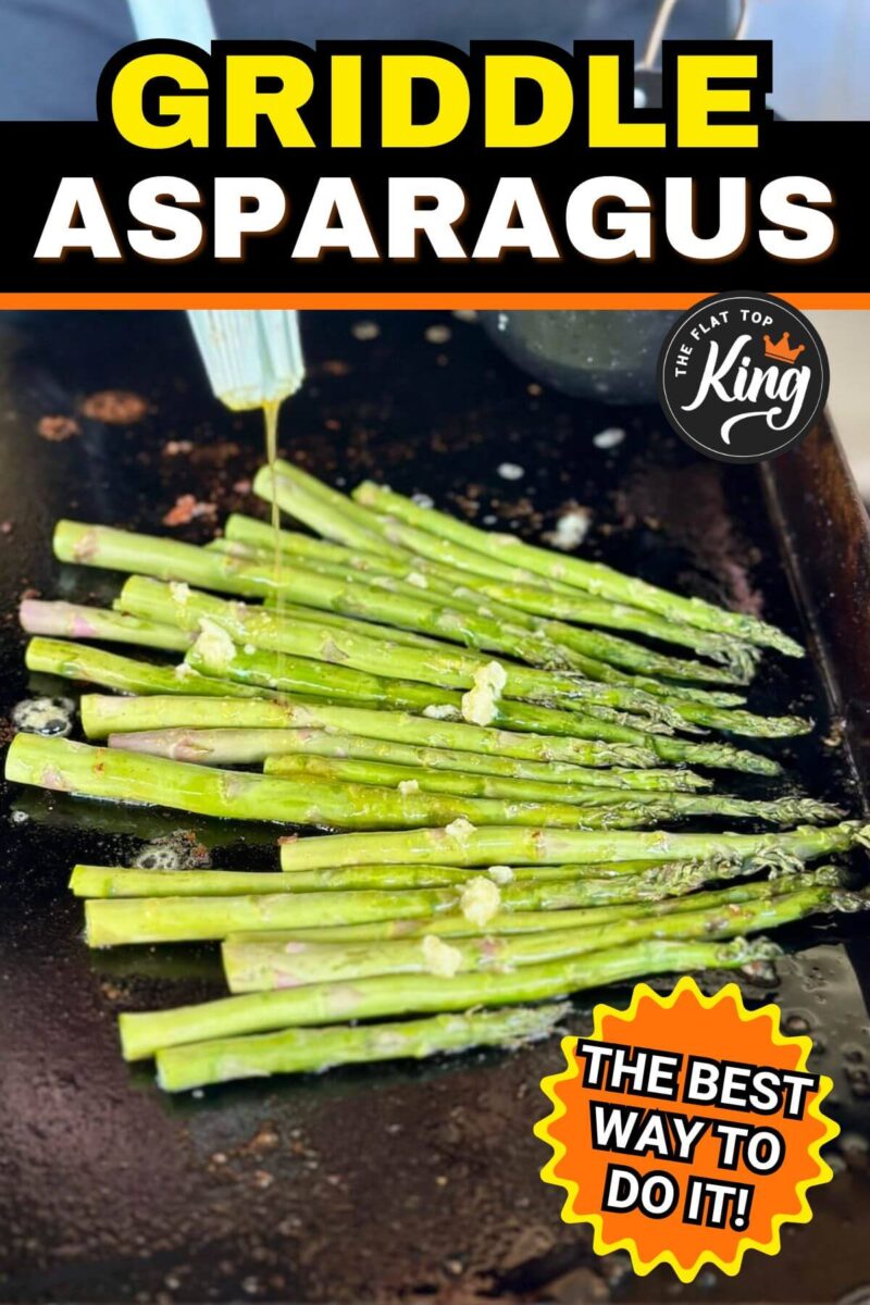 asparagus cooking on a Blackstone griddle