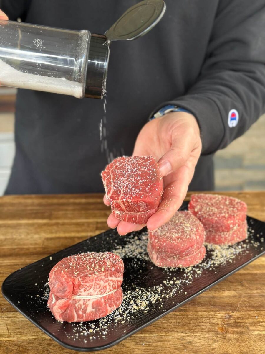 seasoning filets with kosher salt