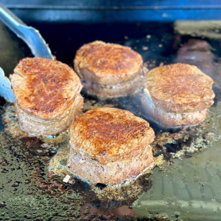 cooking filet mignon on Blackstone griddle