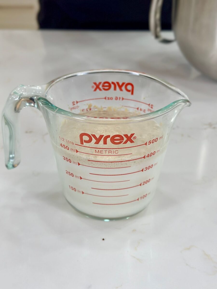active dry yeast in a cup of warm milk
