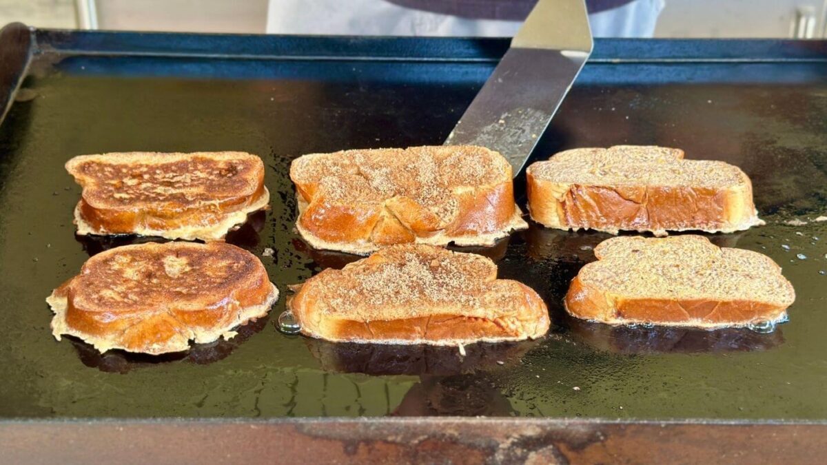 cooking French toast on the Blackstone griddle