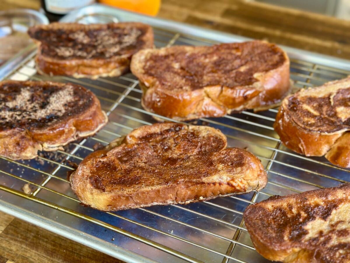 French toast on a wire cooling rack