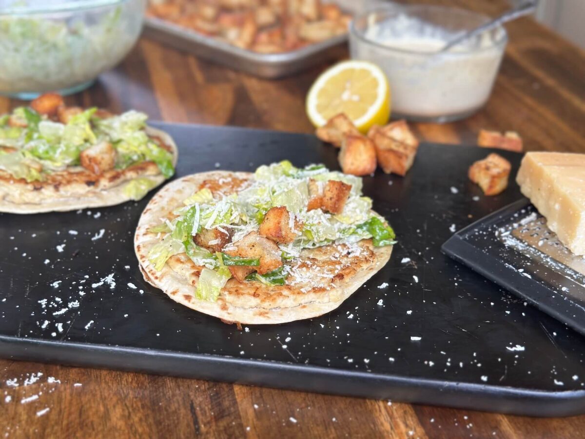 chicken Caesar smash tacos